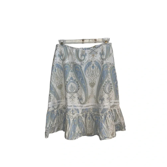 Y2k split cotton Flirty light blue paisley skirt ruffle hem ribbon Trim detail - Picture 2 of 9